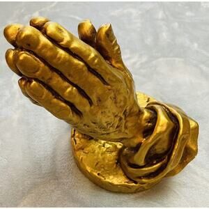 Vintage‎ Large Praying Hands 11" Tall Gold Heavy Solid Composite Religious Faith